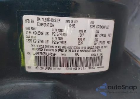 1999 Jeep Cherokee Classic/Sport from USA, damaged, VIN 1J4FF68S5XL671524